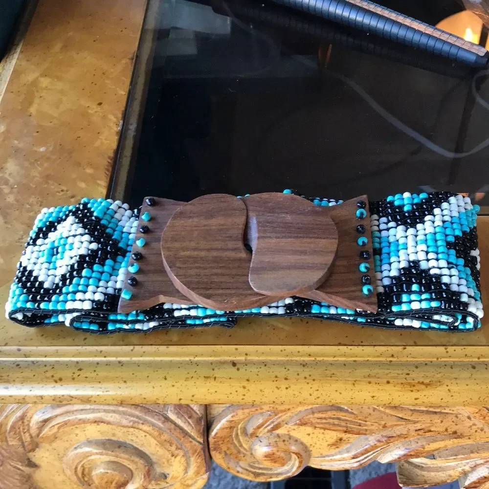 Southwestern Blue Beaded Belt